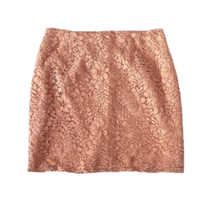 H&M Floral Lace Overlay Scalloped Hem Peach Skirt Women’s Size 12